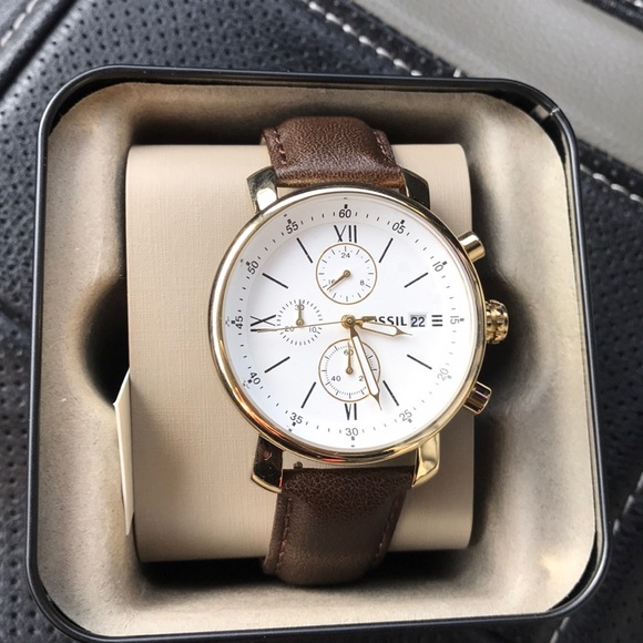 Brand New Fossil Brown Leather Chronograph Watch - Picture 3 of 4